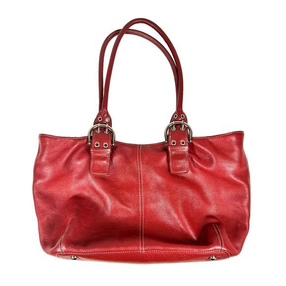 Tignanello Perfect 10 French Bag Lipstick Red Leather Double Handle Satchel‎ - Picture 3 of 11